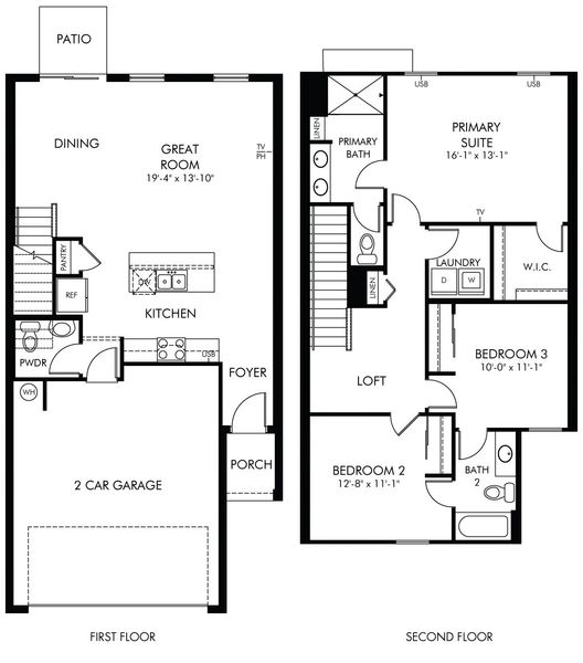 2D floor plan layout of this home in The Meadow at Crossprairie Townes, St. Cloud, FL (Image 2). 2D floor plan layout of this home in The Meadow at Crossprairie Townes, St. Cloud, FL (Image 2).