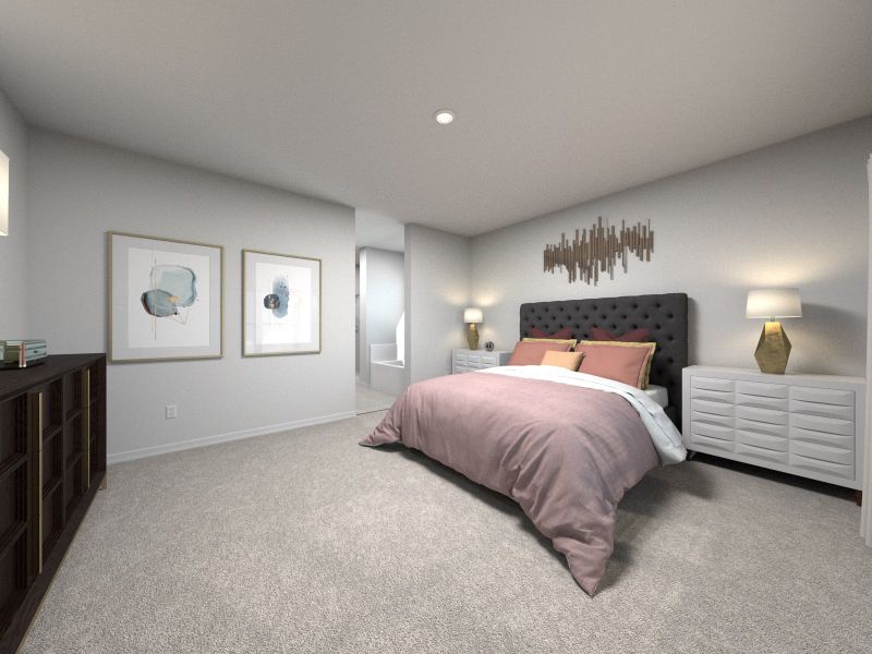 Rendering of the Banks primary bedroom.