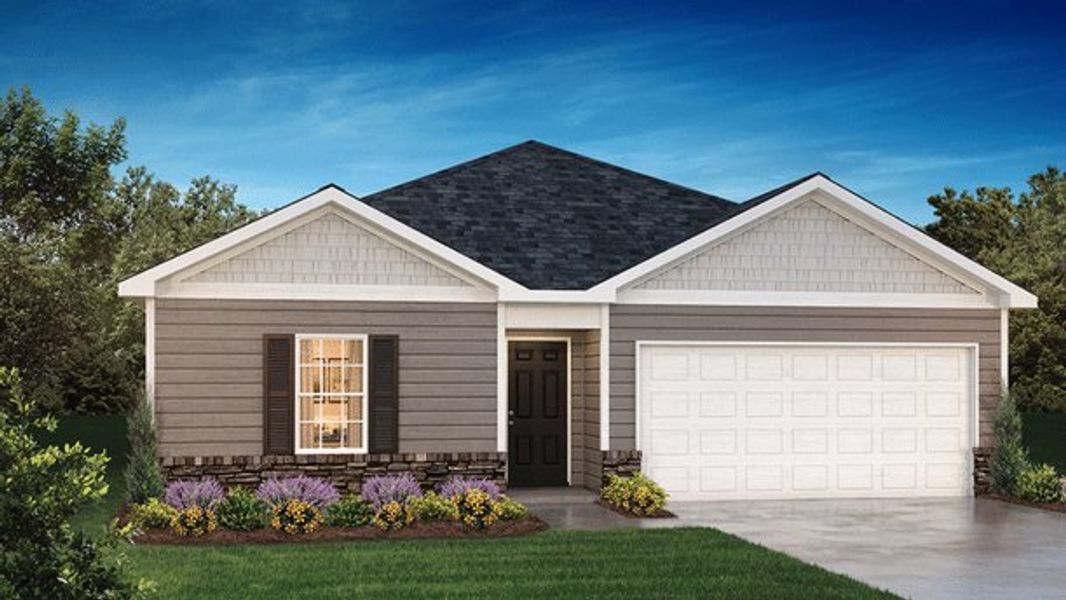 Representative exterior photo of a completed home built from the Freeport by D.R. Horton in Waverly Station, Greenwood, SC (Image 24).