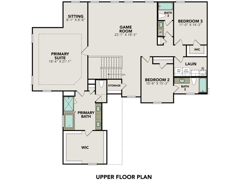 2D floor plan layout for the The Ashford F by Davidson Homes LLC in Potranco Oaks, Castroville, TX (Image 4). 2D floor plan layout for the The Ashford F by Davidson Homes LLC in Potranco Oaks, Castroville, TX (Image 4).