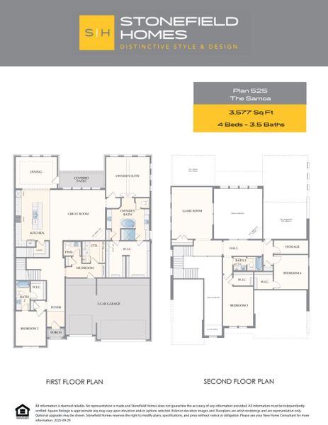 2D floor plan layout for the Samoa by Stonefield Homes in Rio Vista at Kelly Ranch, Aledo, TX (Image 3).