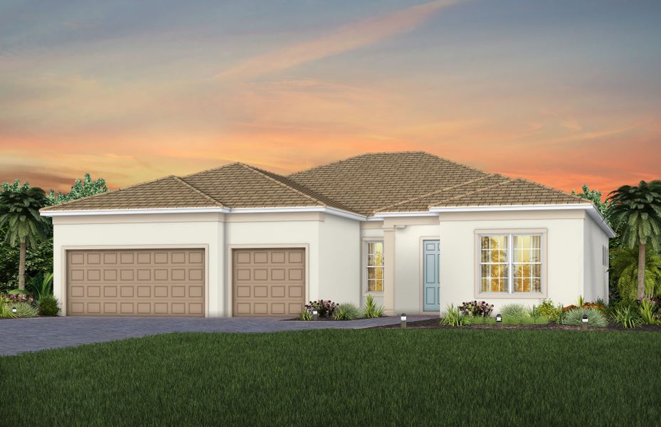 Representative exterior photo of a completed home built from the Stellar by DiVosta in TerraWalk at Babcock Ranch, Alva, FL (Image 22).