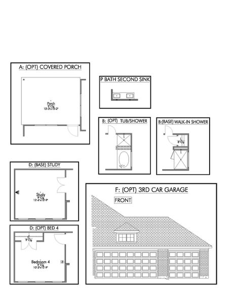 2D floor plan layout for the The 1818 by Stylecraft Builders in South Pointe, Temple, TX (Image 4).