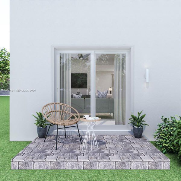 Exterior details and patio area of a home in Breezewood, Miami (Image 2).