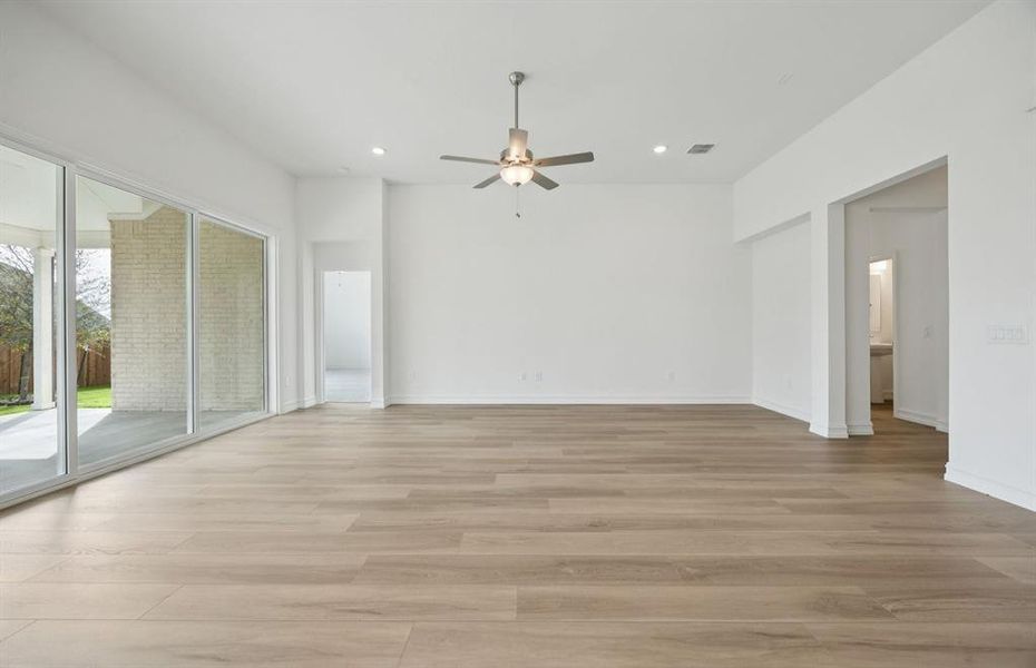 Gathering room with large sliding glass door Gathering room with large sliding glass door