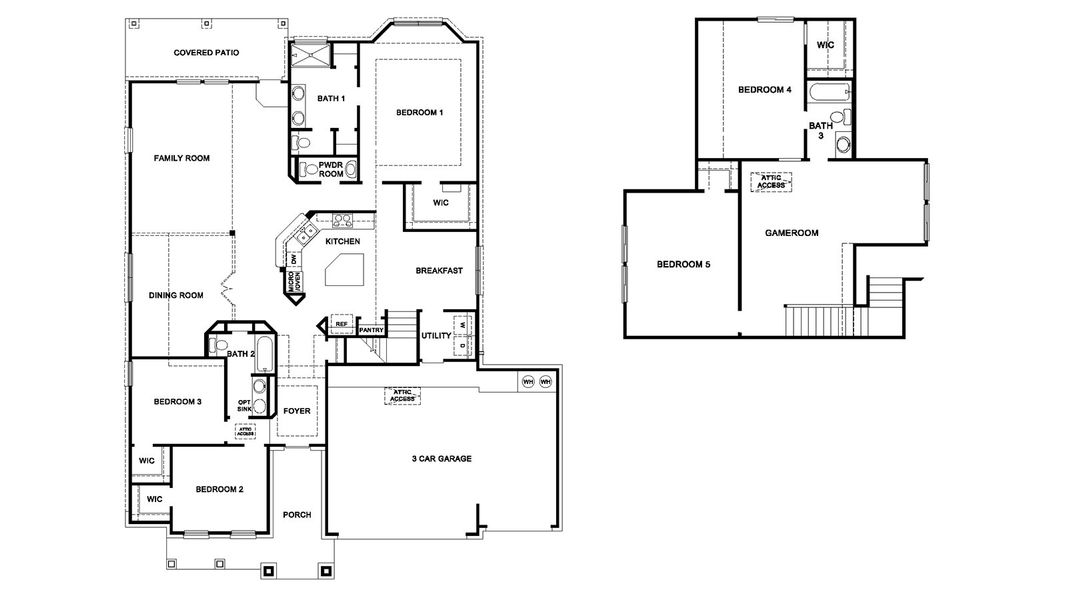 2D floor plan layout for the Newburgh by D.R. Horton in The Woods, Lumberton, TX (Image 2).