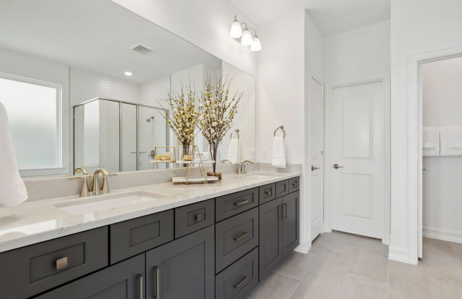 Double vanity in owner's bath