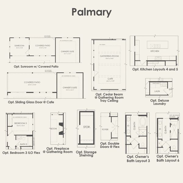 2D floor plan layout for the Palmary by Del Webb in Del Webb Sonoma Verde, Rockwall, TX (Image 4).