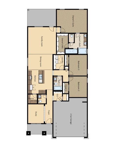 2D floor plan layout of this home in Desert Breeze, Horizon City, TX (Image 4). 2D floor plan layout of this home in Desert Breeze, Horizon City, TX (Image 4).