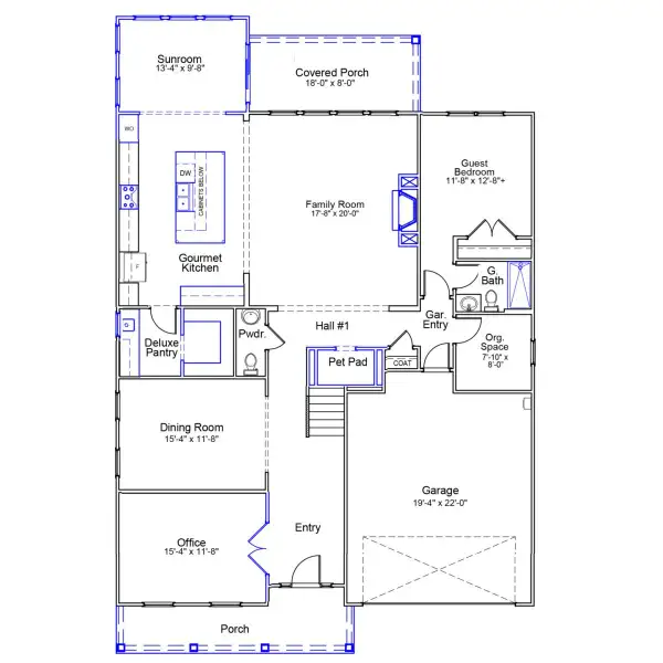 2D floor plan layout of this home in Gates at Windermere, Blythewood, SC (Image 3).