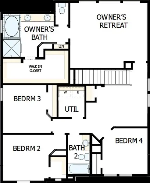 2D floor plan layout of this home in Double Creek Crossing – Classic Series, Round Rock, TX (Image 6).