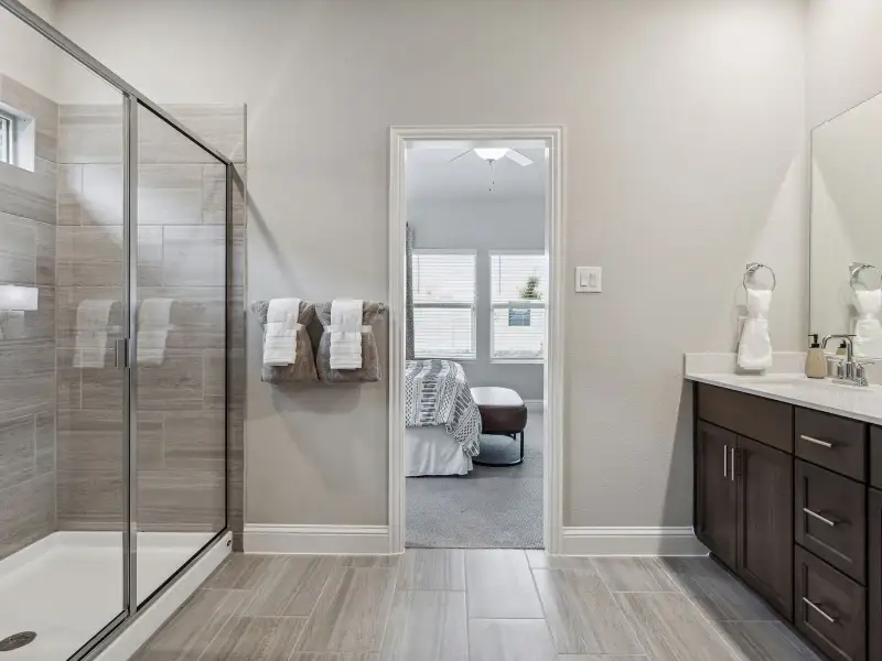 Furnished interior view inside a new home in Lakehaven - Premier Series, Farmersville (Image 11). Furnished interior view inside a new home in Lakehaven - Premier Series, Farmersville (Image 11).