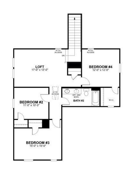 2D floor plan layout of this home in Cascades at Onion Creek, Austin, TX (Image 5).