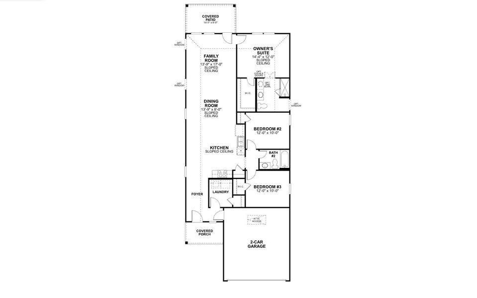 2D floor plan layout for the Azalea by M/I Homes in Wildrye, Waller, TX (Image 3).