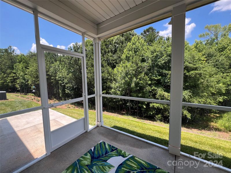 View of left patio from screened porch.