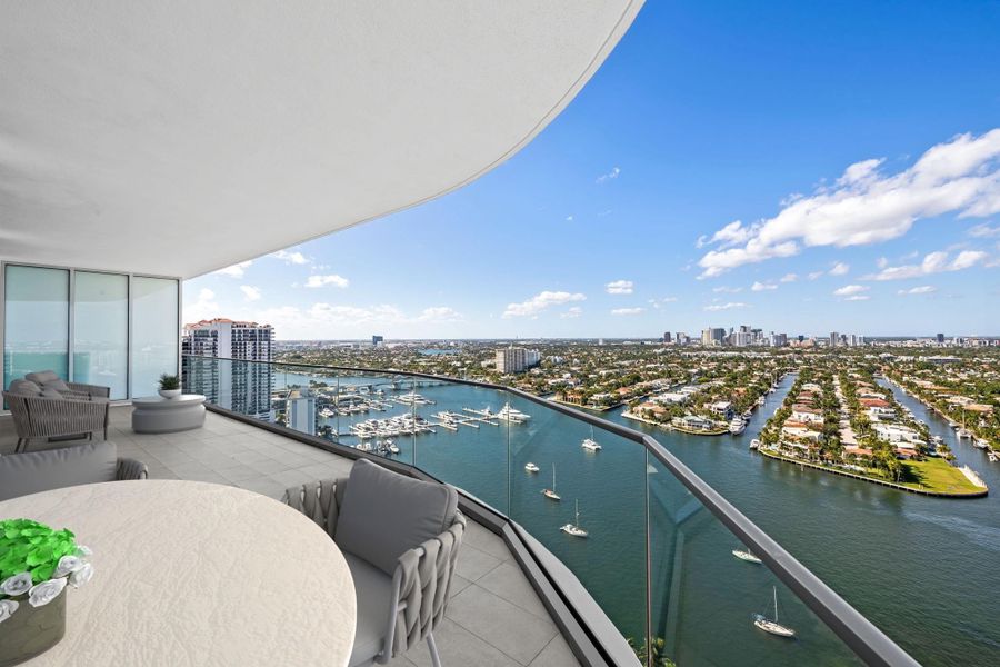Virtually staged 10ft Deep Terrace with unobstructed Intracoastal and city view Virtually staged 10ft Deep Terrace with unobstructed Intracoastal and city view