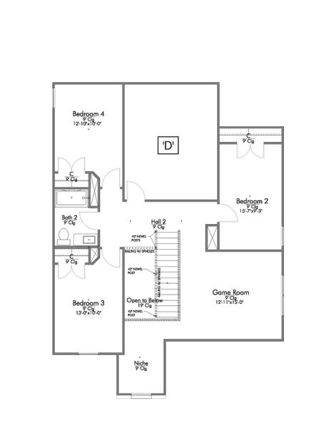 2D floor plan layout for the The 2516 by Stylecraft Builders in The Estates at Vintage Farms, Brenham, TX (Image 3).
