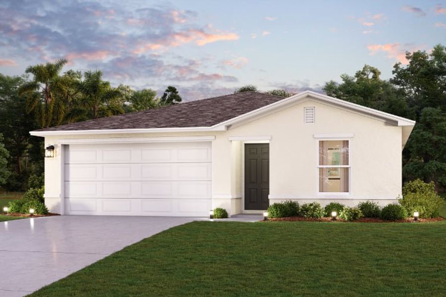 Representative exterior photo of a completed home built from the Alton by Century Complete in Lehigh Acres Classic, Lehigh Acres, FL (Image 1). Representative exterior photo of a completed home built from the Alton by Century Complete in Lehigh Acres Classic, Lehigh Acres, FL (Image 1).