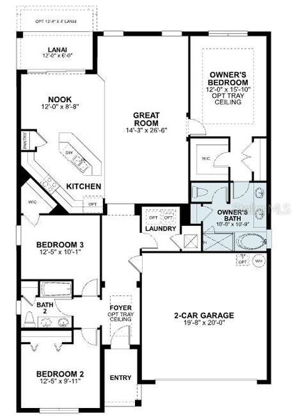 2D floor plan layout of this home in Bay Lake Farms, St. Cloud, FL (Image 5).