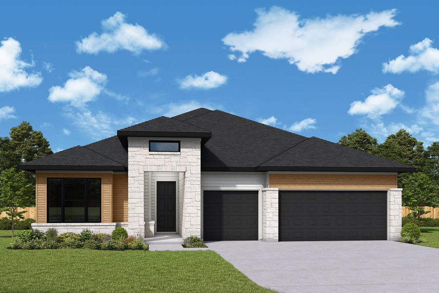 Representative exterior photo of a completed home built from the The Grapeland by David Weekley Homes in Prairieland Village 60' Homesites, Cypress, TX (Image 22).