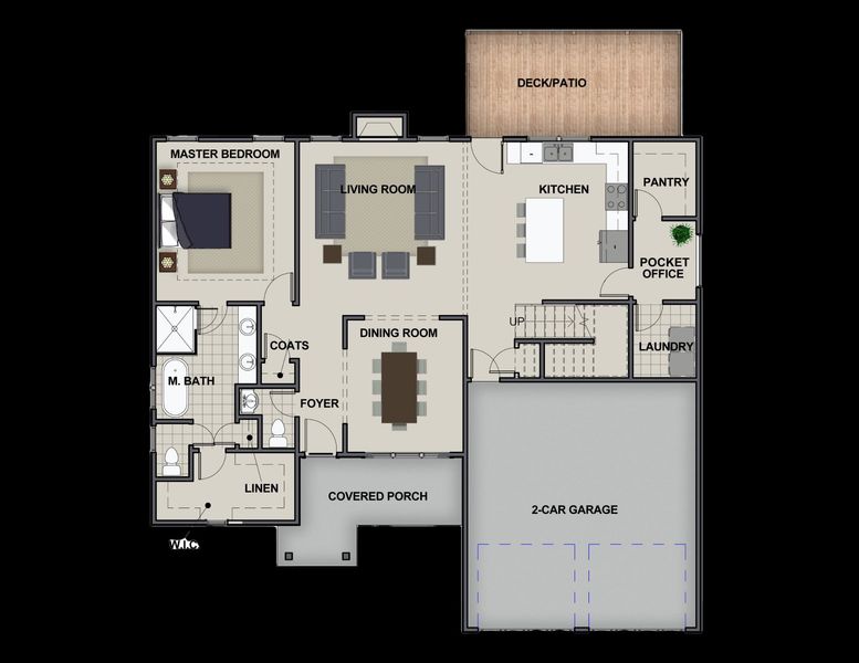 2D floor plan layout for the Candlebrook A by Riverstone Construction, LLC in Pine Ridge, Soddy-Daisy, TN (Image 3).