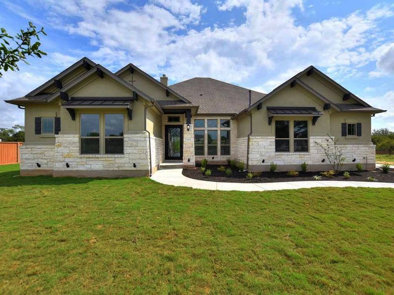 Representative exterior photo of a completed home built from the Siena II by Giddens Homes in Clearwater Ranch, Liberty Hill, TX (Image 42).