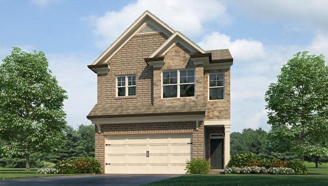 Front exterior of a new home in Pointe Park, Union City, GA, highlighting curb appeal (Image 1). Front exterior of a new home in Pointe Park, Union City, GA, highlighting curb appeal (Image 1).