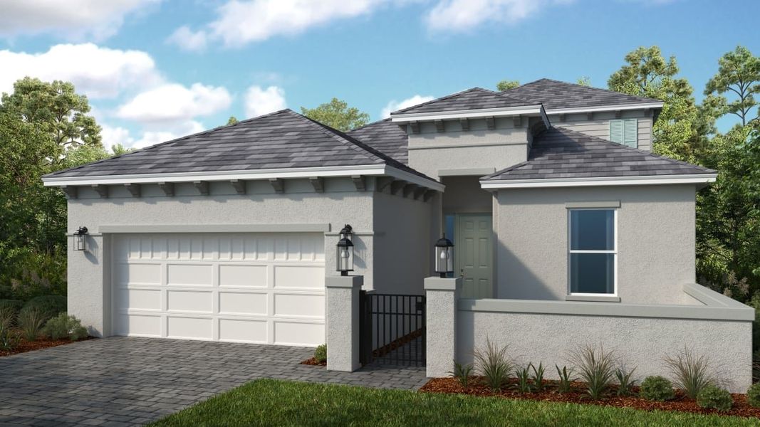 Representative exterior photo of a completed home built from the Florence by Taylor Morrison in Esplanade at McKinnon Groves, Winter Garden, FL (Image 4).