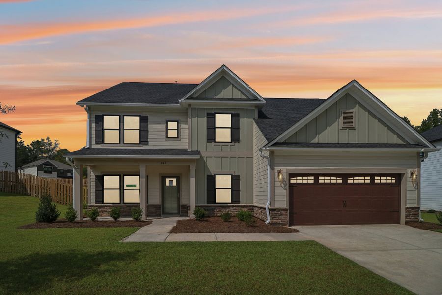 Representative exterior photo of a completed home built from the Sonoma II by Great Southern Homes in Edwards Ridge, Central, SC (Image 21).