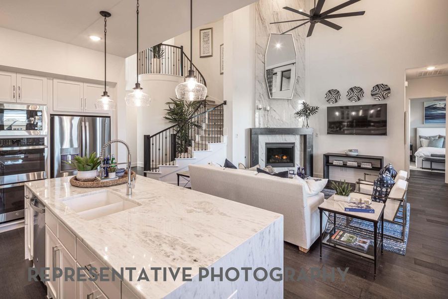 Furnished interior view inside a new home in Santa Rita Ranch, Liberty Hill (Image 10). Furnished interior view inside a new home in Santa Rita Ranch, Liberty Hill (Image 10).