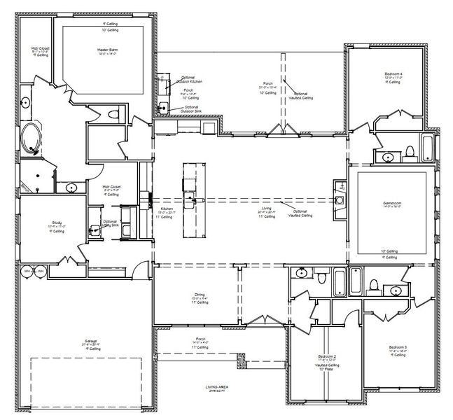 2D floor plan layout for the The Grayson by Reece Homes in Stella Ranch, Bryan, TX (Image 3).