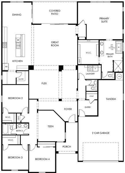 2D floor plan layout for the Griffin by Meritage Homes in Paloma Creek - Signature Series, Surprise, AZ (Image 3).