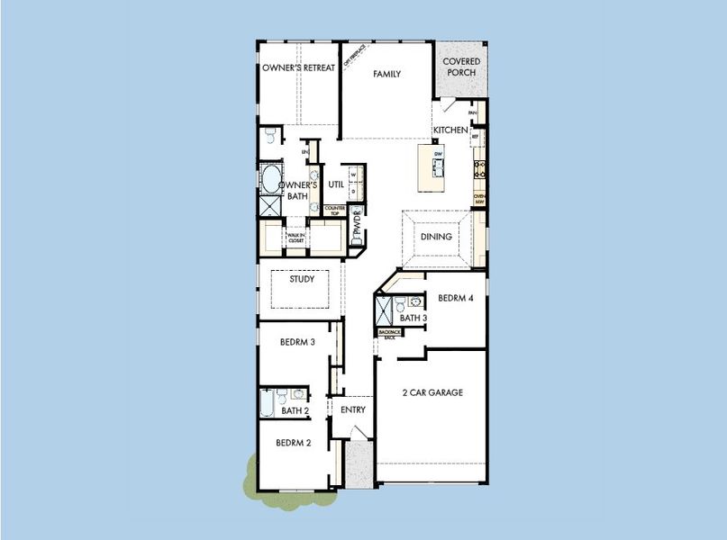 2D floor plan layout for the The Daisy by David Weekley Homes in Goodland – Classic Series, Grand Prairie, TX (Image 3). 2D floor plan layout for the The Daisy by David Weekley Homes in Goodland – Classic Series, Grand Prairie, TX (Image 3).
