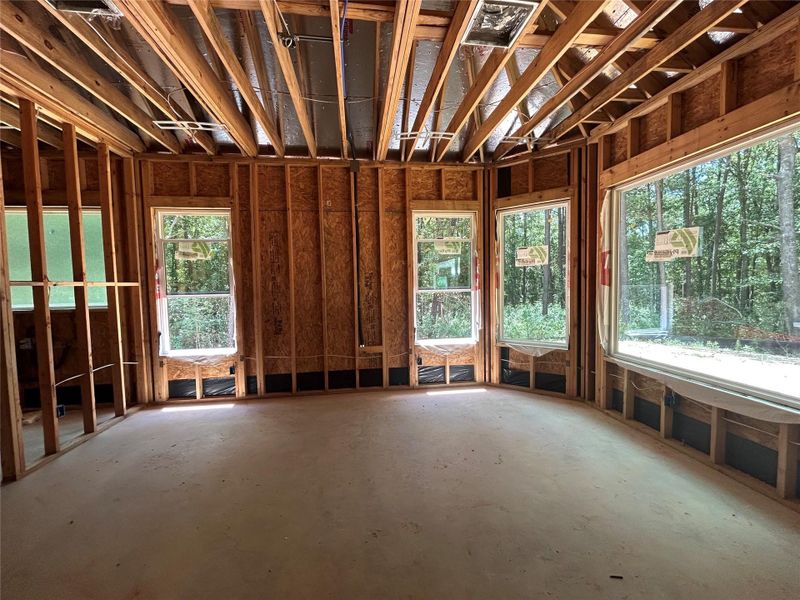 Expansive Master Suite with Large Picture windows with serene views of the backyard acerage