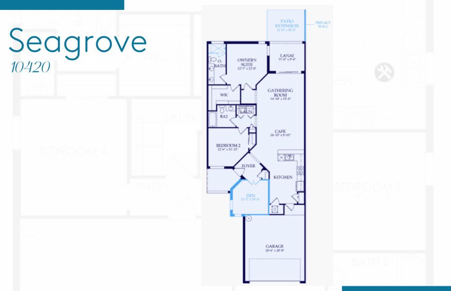 2D floor plan layout of this home in BeachWalk by Manasota Key, Englewood, FL (Image 3).