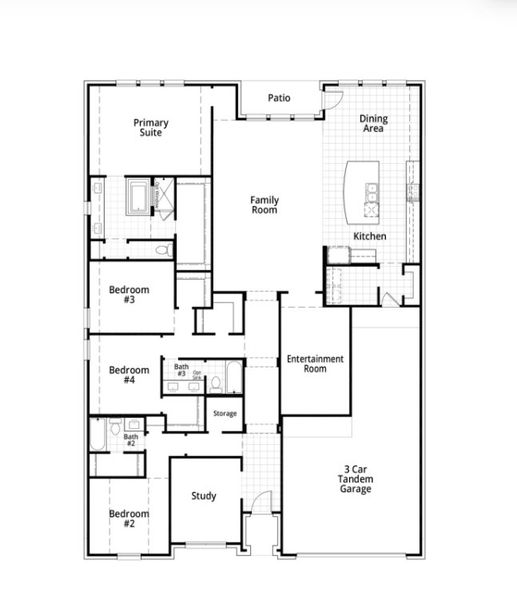 2D floor plan layout for the Canterbury by Highland Homes in Goodland, Venus, TX (Image 6).