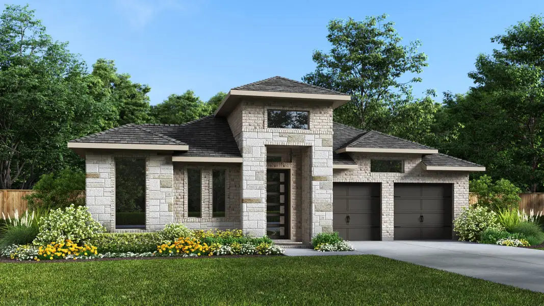 Representative exterior photo of a completed home built from the 2669W by Perry Homes in Briarley, Montgomery, TX (Image 7).