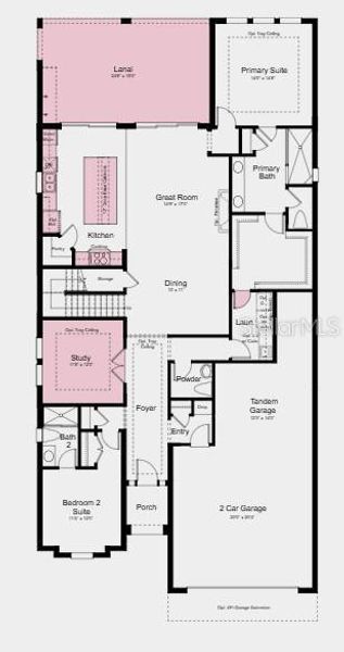 2D floor plan layout of this home in Esplanade at Wiregrass Ranch, Wesley Chapel, FL (Image 3).
