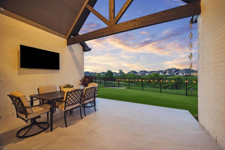 Back patio with porcelain tile Back patio with porcelain tile