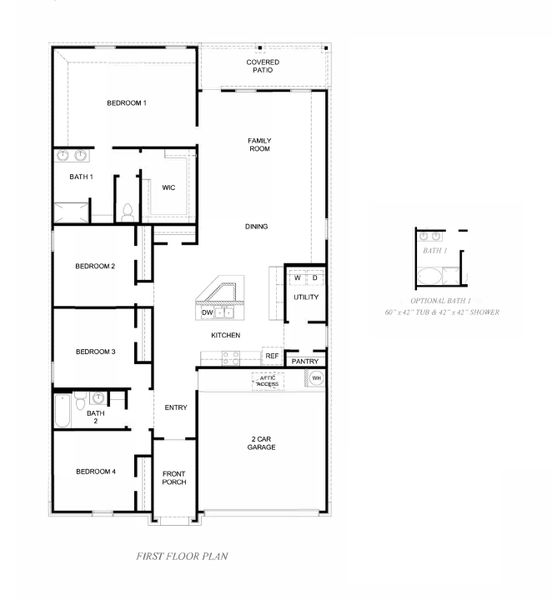2D floor plan layout of this home in Tamarron, Fulshear, TX (Image 4).