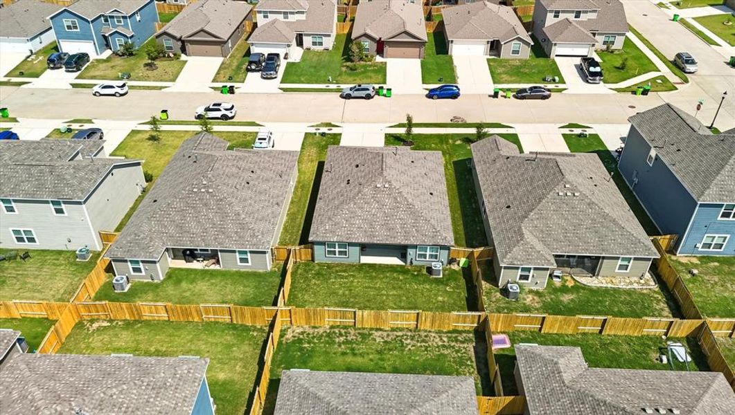 Aerial perspective of suburban area