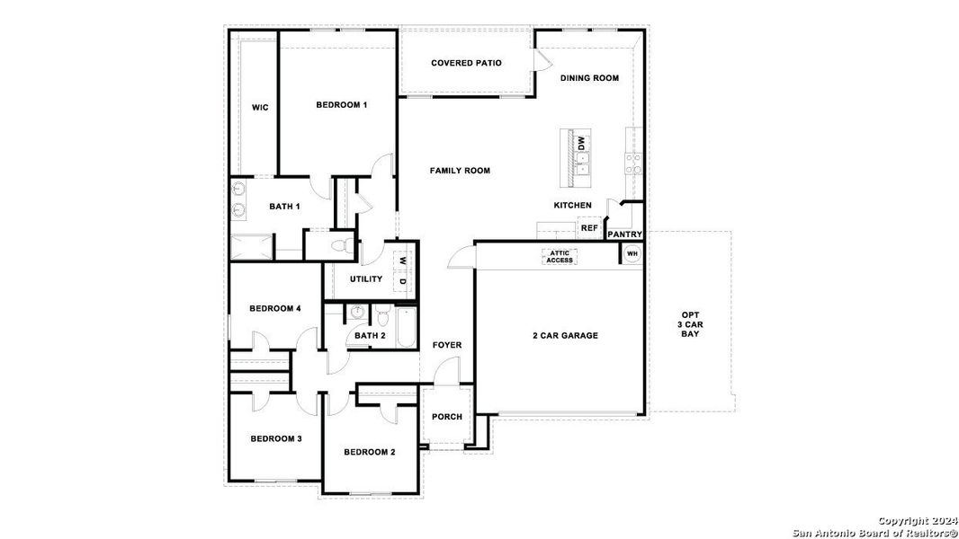 2D floor plan layout of this home in Sonoma Oaks, Fredericksburg, TX (Image 4).