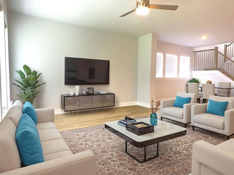 Furnished interior view inside a new home in The Colony 50', Bastrop (Image 5).