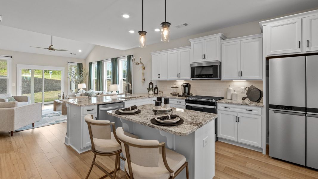 Representative furnished interior of a home built from the Finley by DRB Homes in Foxbank, Gray Court (Image 6). Representative furnished interior of a home built from the Finley by DRB Homes in Foxbank, Gray Court (Image 6).