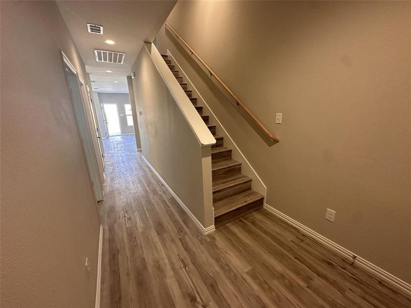 Stairs with wood-type flooring