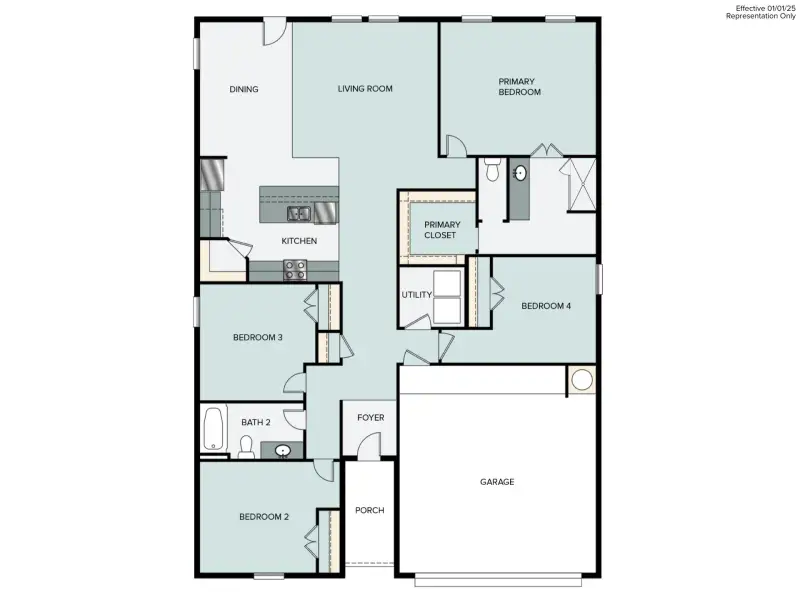 2D floor plan layout of this home in Harvest Ridge, Elgin, TX (Image 2). 2D floor plan layout of this home in Harvest Ridge, Elgin, TX (Image 2).