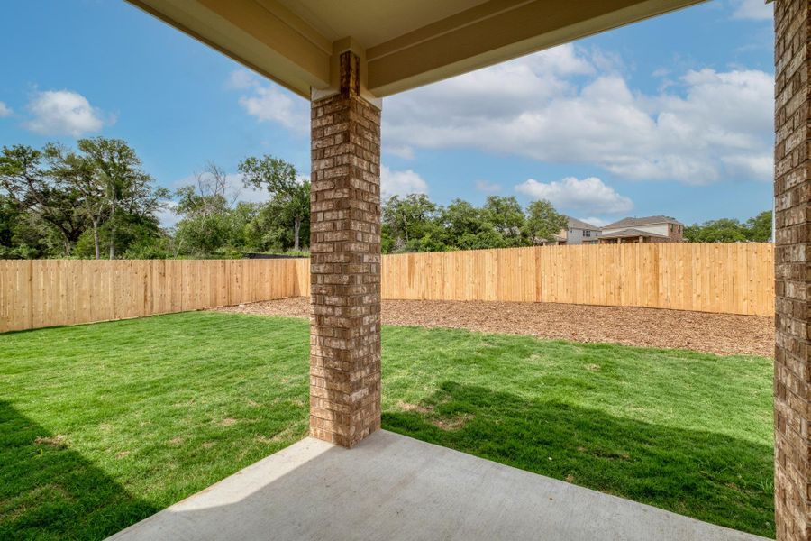 Exterior details and patio area of a home in River Bluff, Leander (Image 2). Exterior details and patio area of a home in River Bluff, Leander (Image 2).
