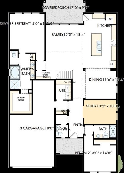 2D floor plan layout of this home in Meridiana - Ascent Collection, Manvel, TX (Image 5).