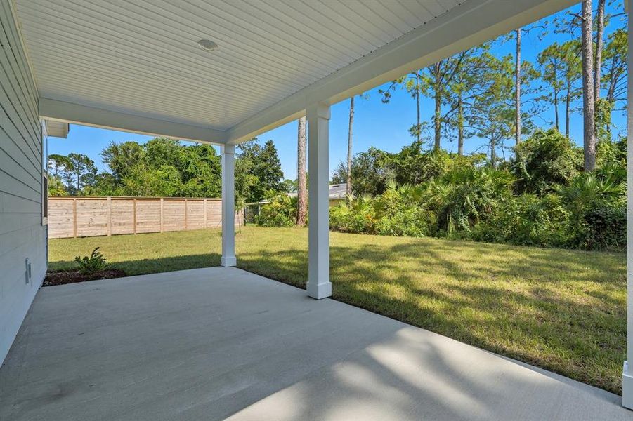 Exterior details and patio area of a home in Palm Coast Homes, Palm Coast (Image 27).
