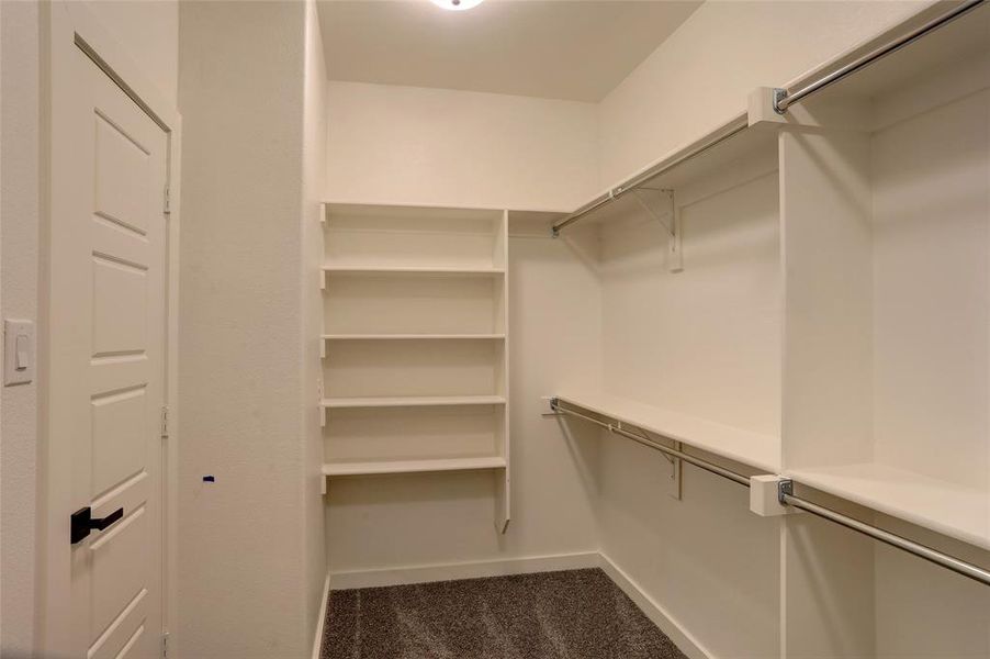 Spacious closet featuring dark carpet Spacious closet featuring dark carpet
